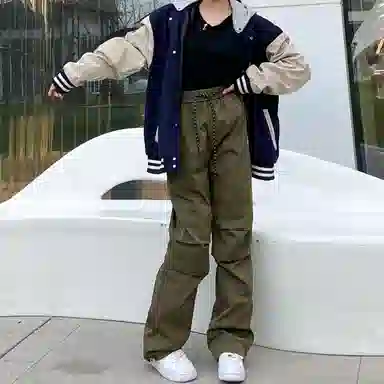 星际者 连帽字母印花简约上衣阔腿直筒美式高街运动休闲工装裤卫衣套装 男女同款