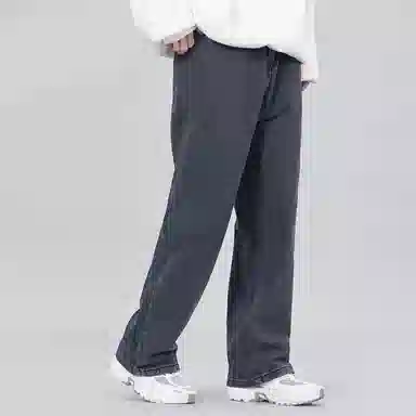 星际者 美式复古品牌标志牛仔裤 男女同款 烟灰色