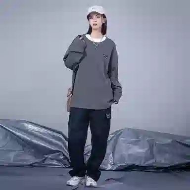 星际者 宽松纯色休闲宽松圆领卫衣 男女同款