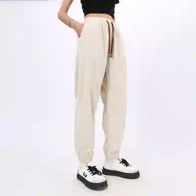 星际者 基础款宽松简约抽绳灯芯绒束脚时尚潮流针织运动裤 男女同款