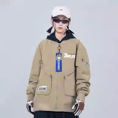 星际者 宽松休闲工装风夹克外套 男女同款 卡其色