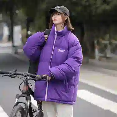 星际者 美式复古学院风华夫格立领基础款保暖宽松休闲潮牌百搭面包服棉服 男女同款