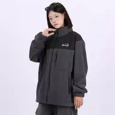 星际者 撞色拼接简约户外美式山系防风保暖休闲摇粒绒抓绒夹克外套 男女同款