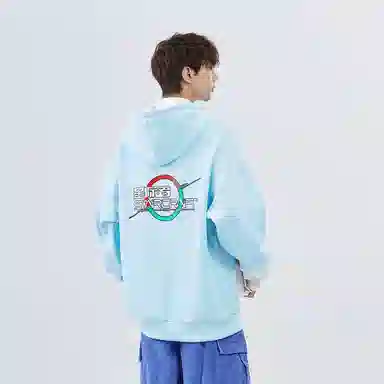 星际者 拼接撞色字母印花宽松连帽卫衣 男女同款