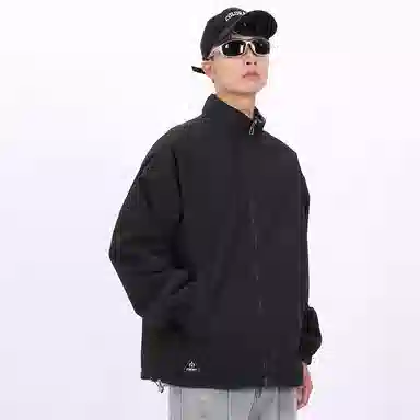 星际者 双面穿美式嘻哈街头撞色高街品牌贴标宽松立领户外登山休闲飞行员教练夹克外套 男女同款