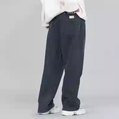 星际者 美式复古品牌标志牛仔裤 男女同款 烟灰色