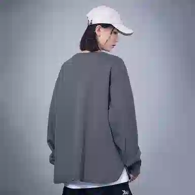 星际者 宽松纯色休闲宽松圆领卫衣 男女同款