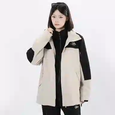 星际者 可拆卸加绒内胆宽松立领可连帽三合一防风防水防泼徒步登山旅游山系户外宽松冲锋衣情侣款夹克外套 男女同款