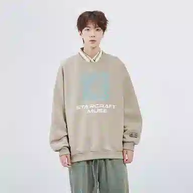 星际者 二维码章鱼图案字母印花休闲卫衣 男女同款 加绒加厚可选
