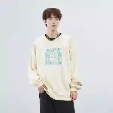 星际者 二维码章鱼图案字母印花休闲卫衣 男女同款 加绒加厚可选
