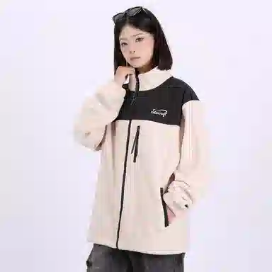 星际者 撞色拼接简约户外美式山系防风保暖休闲摇粒绒抓绒夹克外套 男女同款