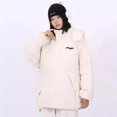 星际者 美式复古大口袋纯色百搭宽松休闲加厚连帽简约保暖棉服 男女同款