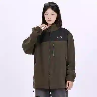 星际者 撞色拼接简约户外美式山系防风保暖休闲摇粒绒抓绒夹克外套 男女同款