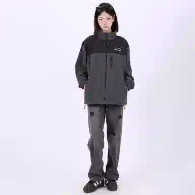 星际者 撞色拼接简约户外美式山系防风保暖休闲摇粒绒抓绒夹克外套 男女同款