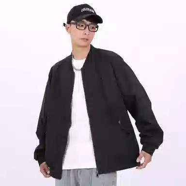 星际者 纯色山系户外品牌贴标棒球领宽松落肩飞行工装拉链百搭休闲夹克外套 男女同款