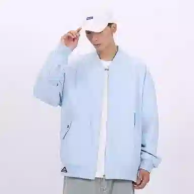 星际者 纯色山系户外品牌贴标棒球领宽松落肩飞行工装拉链百搭休闲夹克外套 男女同款