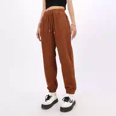 星际者 基础款宽松简约抽绳灯芯绒束脚时尚潮流针织运动裤 男女同款