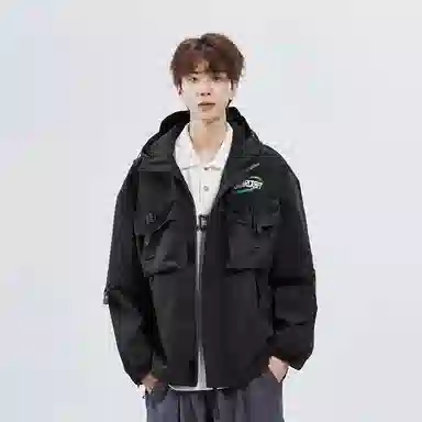 星际者 山系户外防风防水多口袋冲锋衣 男女同款 黑色