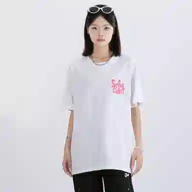 星际者 基础款简约套头字母印花短袖街头潮牌中性风中腰系带短裤休闲运动套装 男女同款
