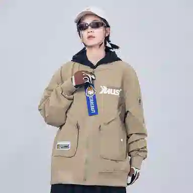 星际者 宽松休闲工装风夹克外套 男女同款 卡其色
