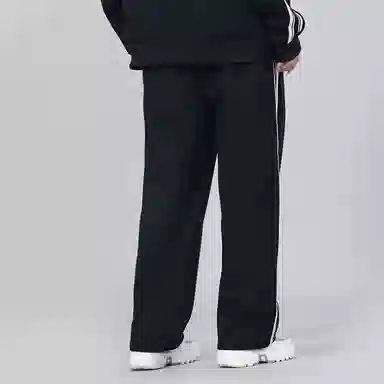 星际者 品牌标志拼接条纹直筒运动休闲裤 男女同款