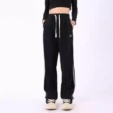星际者 基础款条纹潮流宽松休闲美式高街可抽绳系带灯芯绒高街百搭户外跑步休闲针织运动裤 通用