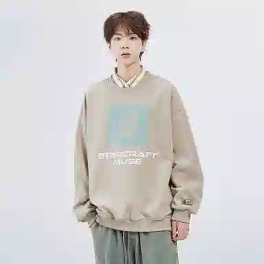 星际者 二维码章鱼图案字母印花休闲卫衣 男女同款 加绒加厚可选