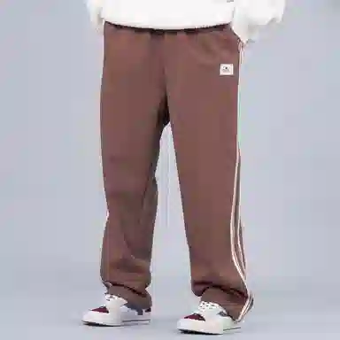 星际者 品牌标志拼接条纹直筒运动休闲裤 男女同款