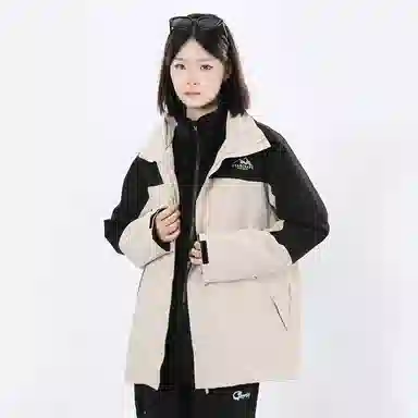 星际者 可拆卸加绒内胆宽松立领可连帽三合一防风防水防泼徒步登山旅游山系户外宽松冲锋衣情侣款夹克外套 男女同款