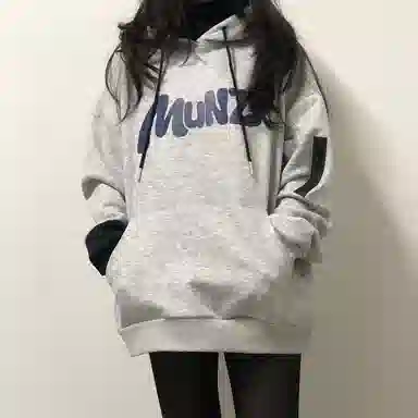 星际者 连帽字母印花简约上衣阔腿直筒美式高街运动休闲工装裤卫衣套装 男女同款