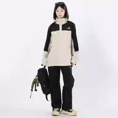 星际者 可拆卸加绒内胆宽松立领可连帽三合一防风防水防泼徒步登山旅游山系户外宽松冲锋衣情侣款夹克外套 男女同款