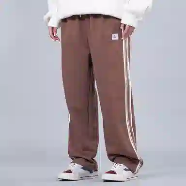 星际者 品牌标志拼接条纹直筒运动休闲裤 男女同款