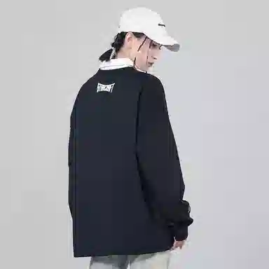 星际者 休闲宽松纯色拼接口袋圆领卫衣 男女同款