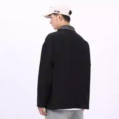 星际者 美式简约笑脸基础多口袋复古领子拼色舒适宽松百搭工装软牛仔夹克外套 男女同款