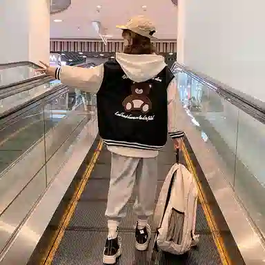 迷乐童堡 外套时髦洋气上衣棒球服 儿童款 黑色