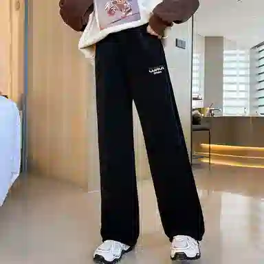 青少年款 迷乐童堡 童装 女童 加绒裤子秋冬新款冬季特厚羊羔绒卫裤女大童直筒运动裤休闲裤 儿童款
