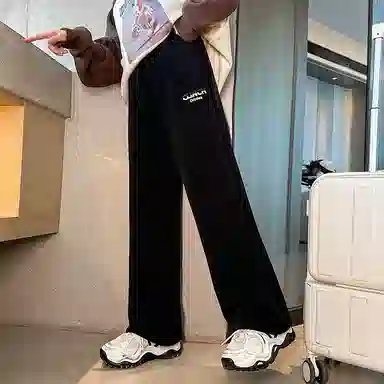 青少年款 迷乐童堡 童装 女童 加绒裤子秋冬新款冬季特厚羊羔绒卫裤女大童直筒运动裤休闲裤 儿童款