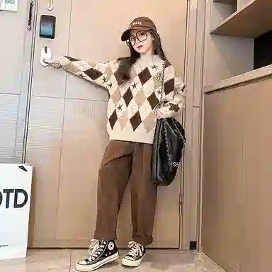迷乐童堡 洋气女孩加厚女大童高领针织衫 儿童款 卡其色