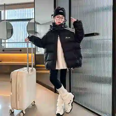 青少年 迷乐童堡 童装 女童 棉衣冬装外套新款洋气秋冬加厚棉袄女大童冬季棉服