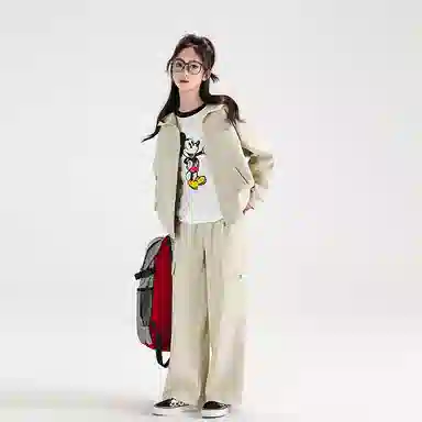 迷乐童堡 字母连帽拉链长袖舒适柔软亲肤长裤休闲运动套装青少年