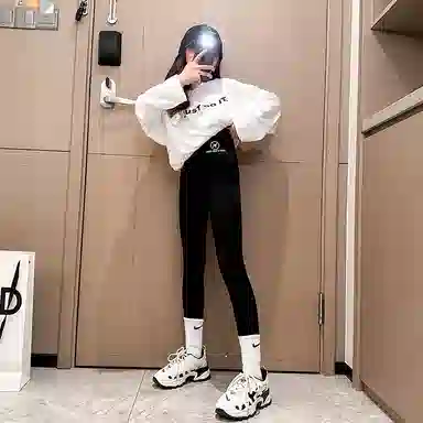 迷乐童堡 童装 女童 裤子秋冬款加绒加厚鲨鱼裤棉裤外穿女大童冬季一体绒打底裤 儿童款 黑色