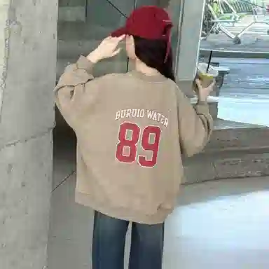 迷乐童堡休闲运动套装 洋气时髦卡通兔子圆领卫衣蝴蝶结牛仔裤两件套 儿童款