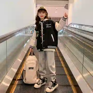 迷乐童堡 外套时髦洋气上衣棒球服 儿童款 黑色