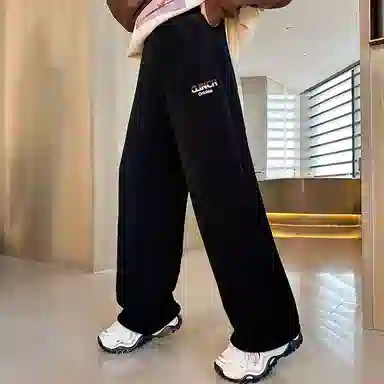 青少年款 迷乐童堡 童装 女童 加绒裤子秋冬新款冬季特厚羊羔绒卫裤女大童直筒运动裤休闲裤 儿童款