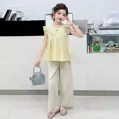 迷乐童堡休闲运动套装 洋气舒适透气亲肤 黄色 儿童款