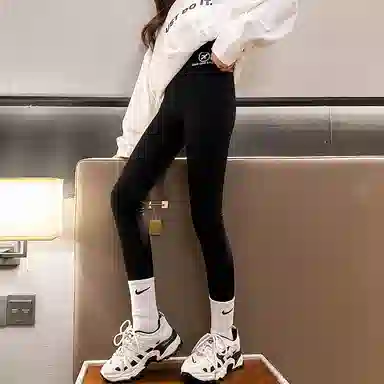 迷乐童堡 童装 女童 裤子秋冬款加绒加厚鲨鱼裤棉裤外穿女大童冬季一体绒打底裤 儿童款 黑色
