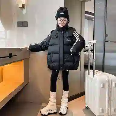 青少年 迷乐童堡 童装 女童 棉衣冬装外套新款洋气秋冬加厚棉袄女大童冬季棉服