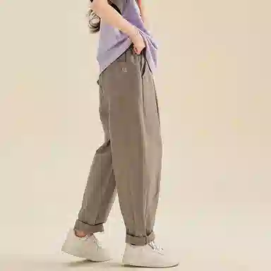 迷乐童堡 女孩夏天薄款洋气网红纯色系带中腰宽松直筒工装休闲裤 儿童款