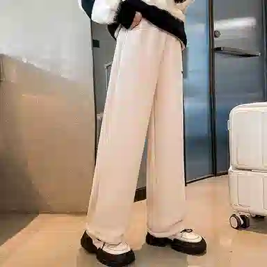 青少年款 迷乐童堡 童装 女童 加绒裤子秋冬新款冬季特厚羊羔绒卫裤女大童直筒运动裤休闲裤 儿童款