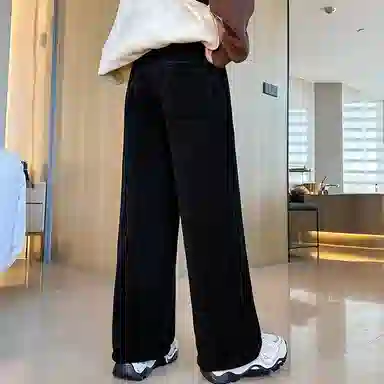 青少年款 迷乐童堡 童装 女童 加绒裤子秋冬新款冬季特厚羊羔绒卫裤女大童直筒运动裤休闲裤 儿童款